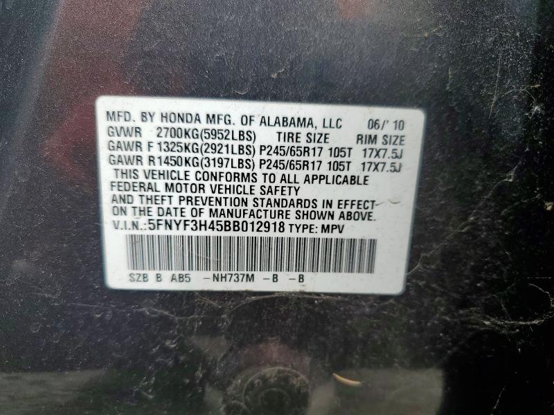 Продаж на аукціоні авто 2011 Hond Pilot, vin: 5FNYF3H45BB012918, номер лоту: 51922706