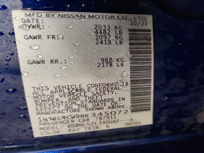 52159856 :رقم المزاد ، 1N4BL4CW9RN345072 vin ، 2024 Nissan Altima مزاد بيع