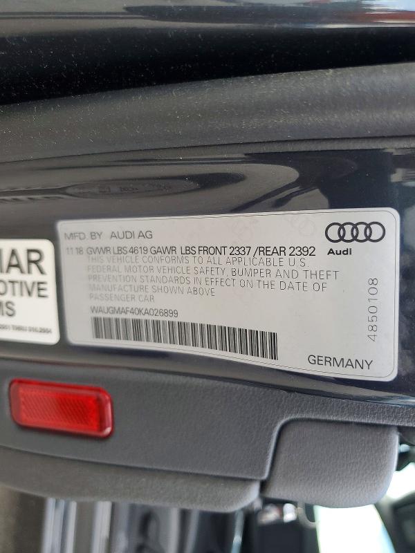 Продажа на аукционе авто 2019 Audi A4, vin: WAUGMAF40KA026899, номер лота: 53329626