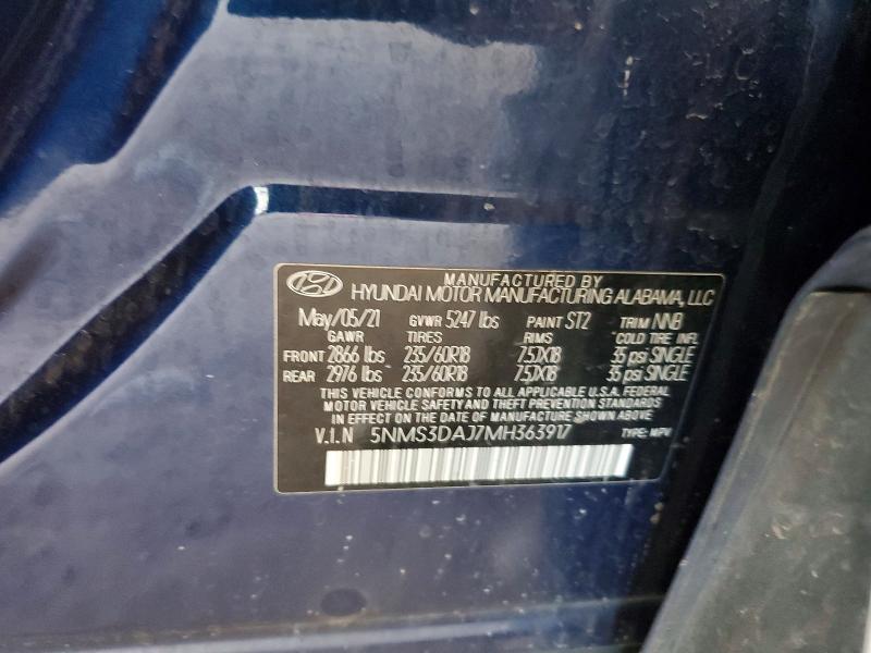 Продаж на аукціоні авто 2021 Hyundai Santa Fe, vin: 5NMS3DAJ7MH363917, номер лоту: 53522956