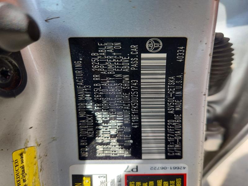 2013 Toyota Camry მანქანა იყიდება აუქციონზე, vin: 4T1BF1FK5DU251743, აუქციონის ნომერი: 55137346