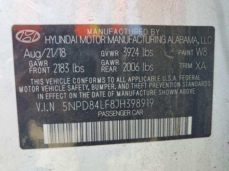 Продаж на аукціоні авто 2018 Hyundai Elantra, vin: 5NPD84LF8JH398919, номер лоту: 52900056