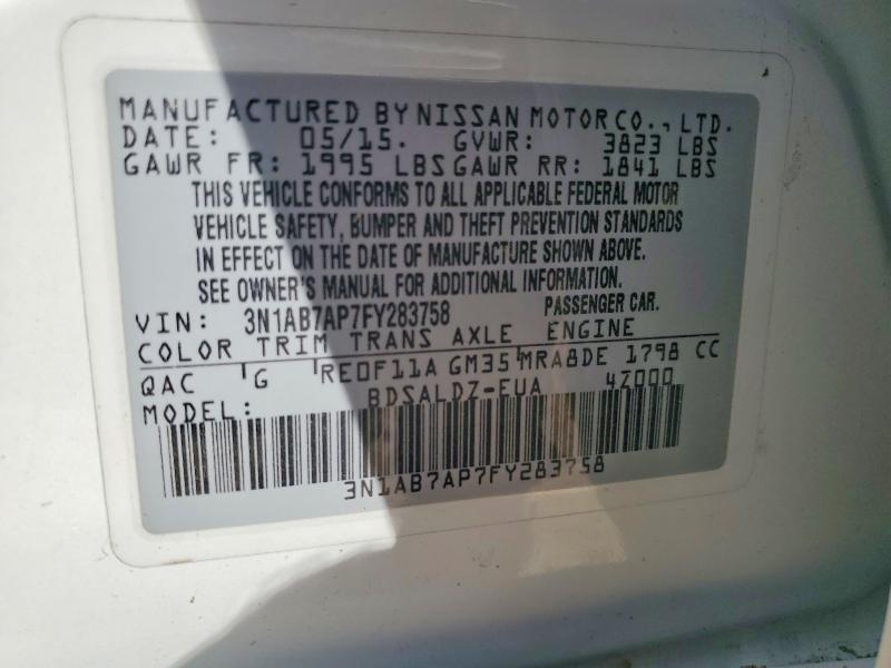 Продаж на аукціоні авто 2015 Nissan Sentra, vin: 3N1AB7AP7FY283758, номер лоту: 54314076