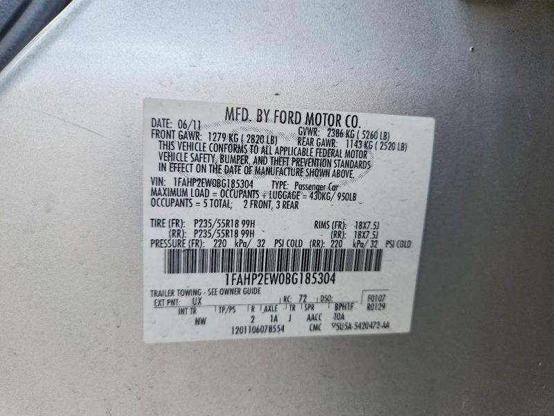 Продаж на аукціоні авто 2011 Ford Taurus, vin: 1FAHP2EW0BG185304, номер лоту: 54916946