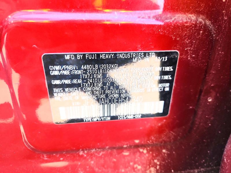 Aukcja sprzedaży 2014 Subaru Forester, vin: JF2SJAHC0EH547340, numer aukcji: 54472646