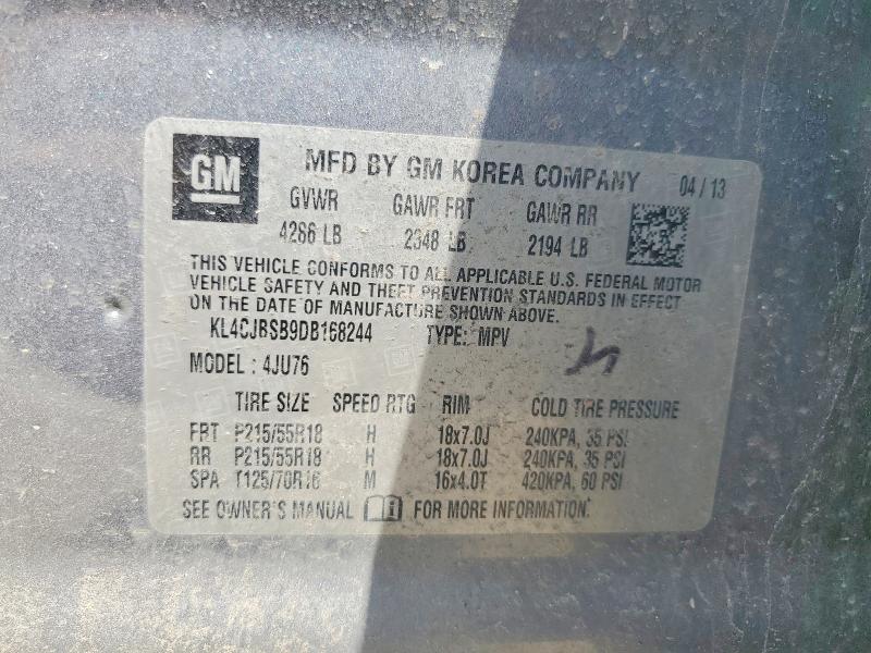 2013 Buick Encore მანქანა იყიდება აუქციონზე, vin: KL4CJBSB9DB168244, აუქციონის ნომერი: 55055276