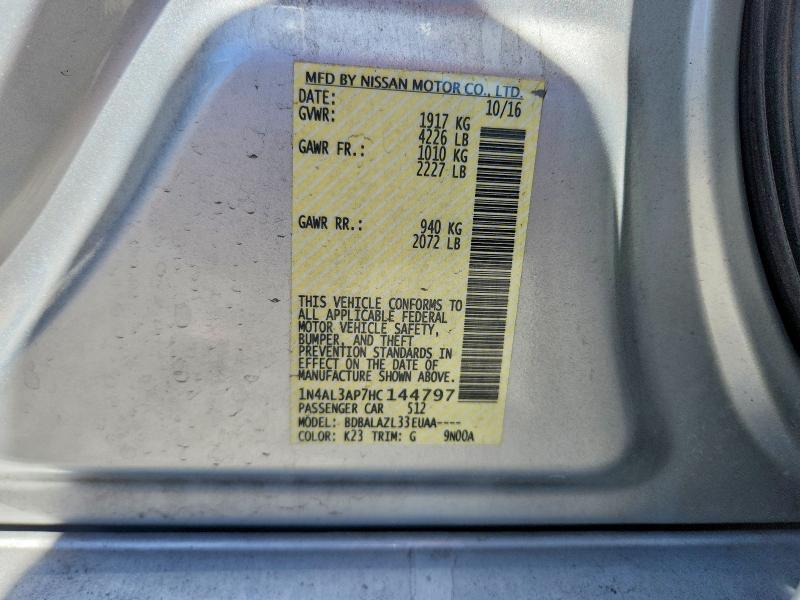 53195836 :رقم المزاد ، 1N4AL3AP7HC144797 vin ، 2017 Nissan Altima مزاد بيع
