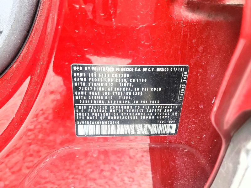 51912536 :رقم المزاد ، 3VV3B7AX0KM073446 vin ، 2019 Volkswagen Tiguan مزاد بيع