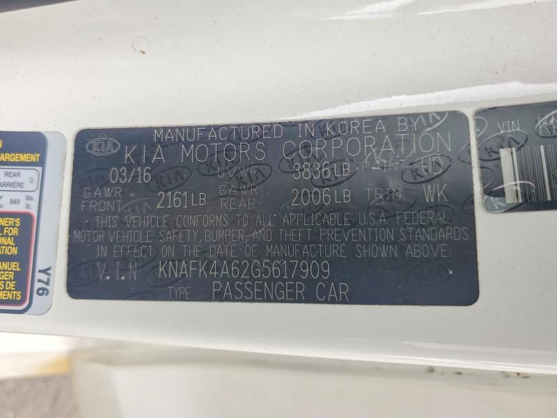 Aukcja sprzedaży 2016 Kia Forte, vin: KNAFK4A62G5617909, numer aukcji: 54749126