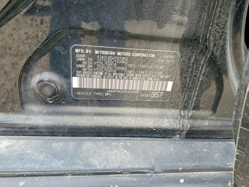 2019 Mitsubishi Outlander Sport მანქანა იყიდება აუქციონზე, vin: JA4AP3AU1KU034487, აუქციონის ნომერი: 53565476