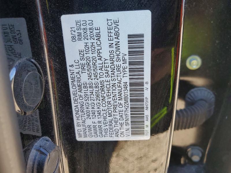 Aukcja sprzedaży 2021 Honda Passport, vin: 5FNYF7H22MB013484, numer aukcji: 52332626