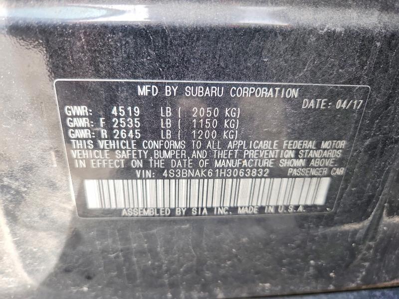 54333306 :رقم المزاد ، 4S3BNAK61H3063832 vin ، 2017 Subaru Legacy مزاد بيع