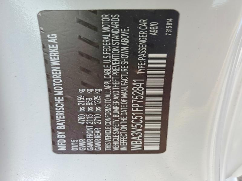 2015 Bmw 428 მანქანა იყიდება აუქციონზე, vin: WBA3V5C51FP752841, აუქციონის ნომერი: 52903606