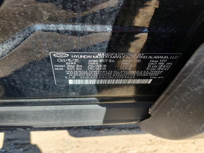 52042946 :رقم المزاد ، 5NMS53AD8LH293664 vin ، 2020 Hyundai Santa Fe مزاد بيع