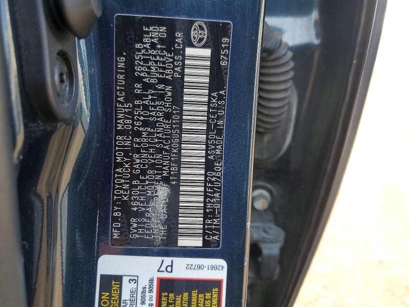 Aukcja sprzedaży 2016 Toyota Camry, vin: 4T1BF1FK0GU511017, numer aukcji: 51887536