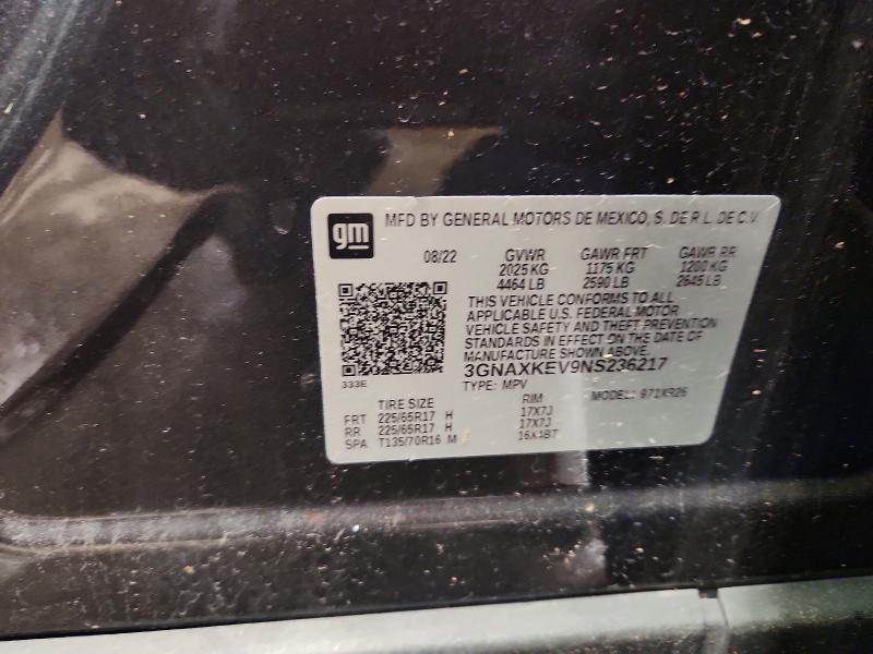 Aukcja sprzedaży 2022 Chevrolet Equinox, vin: 3GNAXKEV9NS236217, numer aukcji: 54147776