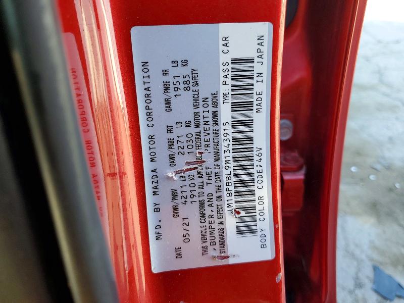 Продаж на аукціоні авто 2021 Mazda 3, vin: JM1BPBBL9M1343915, номер лоту: 51562606