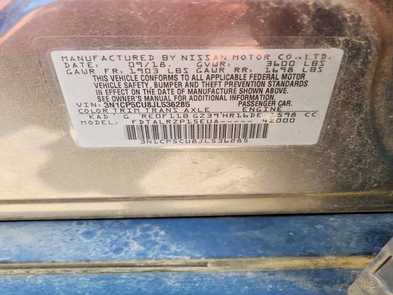 53469656 :رقم المزاد ، 3N1CP5CU8JL536285 vin ، 2018 Nissan Kicks مزاد بيع