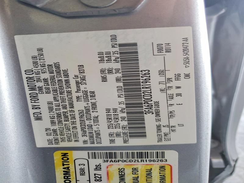 Продаж на аукціоні авто 2020 Ford Fusion, vin: 3FA6P0CD2LR196263, номер лоту: 54728026