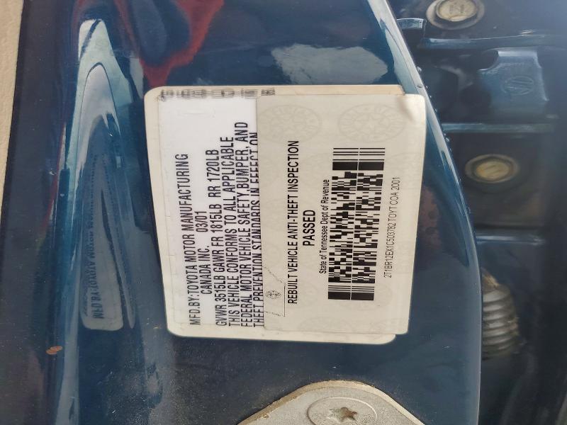 Aukcja sprzedaży 2001 Toyota Corolla, vin: 2T1BR12EX1C503782, numer aukcji: 54391226