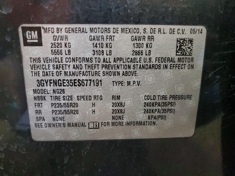54547466 :رقم المزاد ، 3GYFNGE35ES677191 vin ، 2014 Cadillac Srx مزاد بيع
