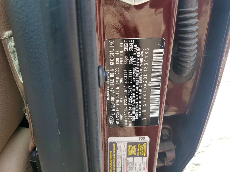 Продаж на аукціоні авто 2013 Kia Sorento, vin: 5XYKTDA23DG336166, номер лоту: 52228256