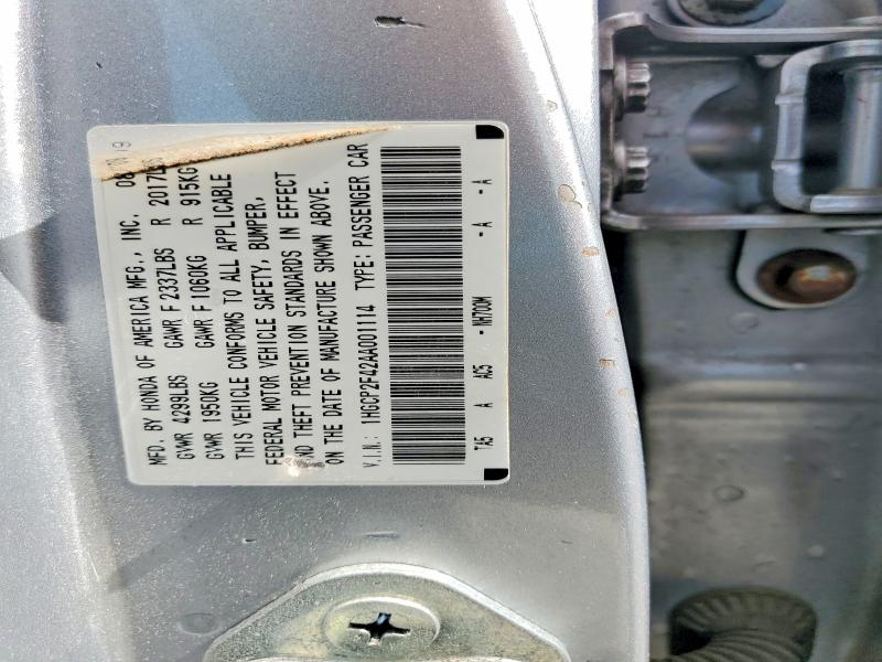 2010 Honda Accord მანქანა იყიდება აუქციონზე, vin: 1HGCP2F42AA001114, აუქციონის ნომერი: 53690126