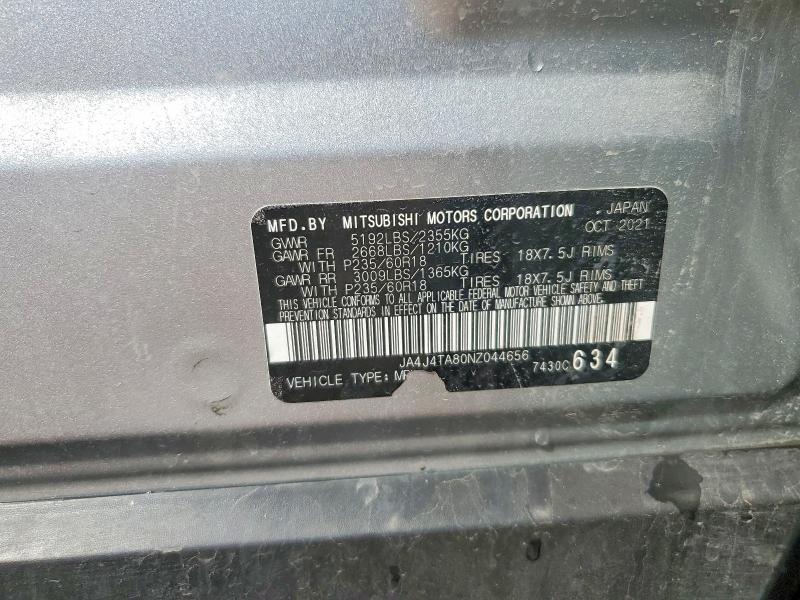 2022 Mitsubishi Outlander მანქანა იყიდება აუქციონზე, vin: JA4J4TA80NZ044656, აუქციონის ნომერი: 53410336