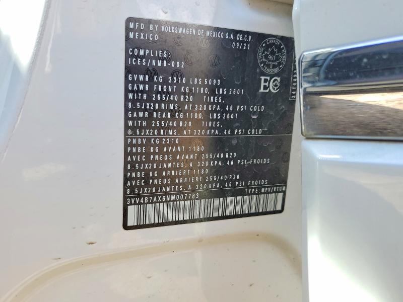 53819686 :رقم المزاد ، 3VV4B7AX6NM007783 vin ، 2022 Volkswagen Tiguan مزاد بيع