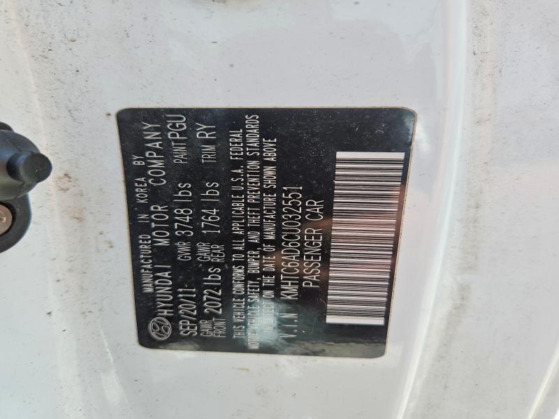 51549636 :رقم المزاد ، KMHTC6AD6CU032551 vin ، 2012 Hyundai Veloster مزاد بيع