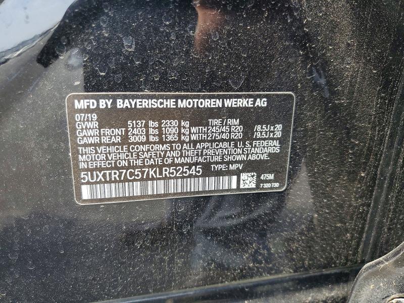 52122656 :رقم المزاد ، 5UXTR7C57KLR52545 vin ، 2019 Bmw X3 مزاد بيع