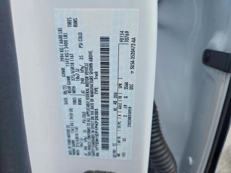 2023 Ford F150 მანქანა იყიდება აუქციონზე, vin: 1FTEW1EP1PKF26393, აუქციონის ნომერი: 55211996