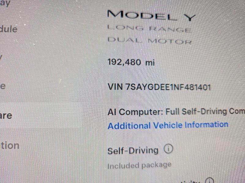 Продажа на аукционе авто 2022 Tesla Model Y, vin: 7SAYGDEE1NF481401, номер лота: 52694696