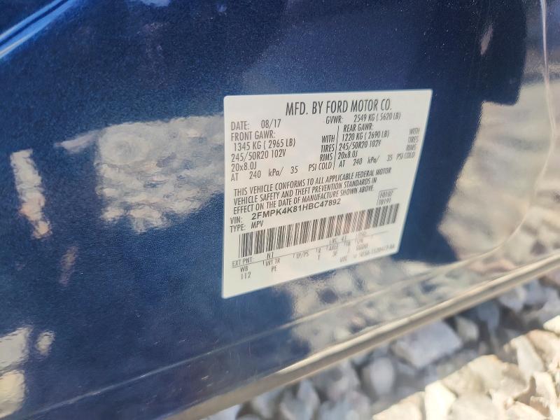 Aukcja sprzedaży 2017 Ford Edge, vin: 2FMPK4K81HBC47892, numer aukcji: 55373646