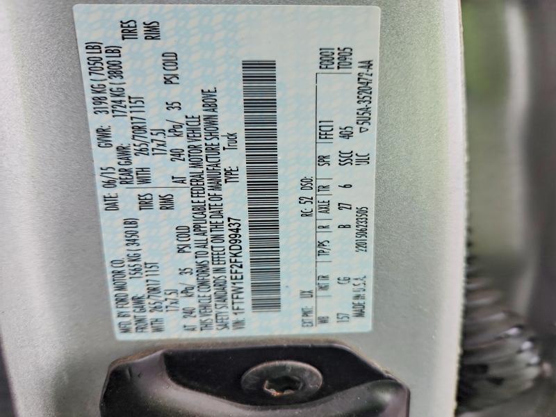 52775596 :رقم المزاد ، 1FTFW1EF2FKD99437 vin ، 2015 Ford F150 مزاد بيع
