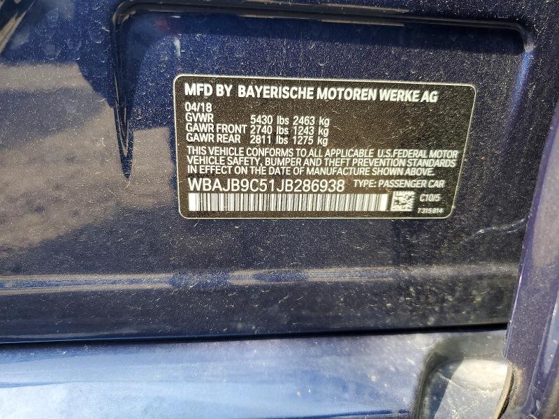 52666786 :رقم المزاد ، WBAJB9C51JB286938 vin ، 2018 Bmw M550xi مزاد بيع