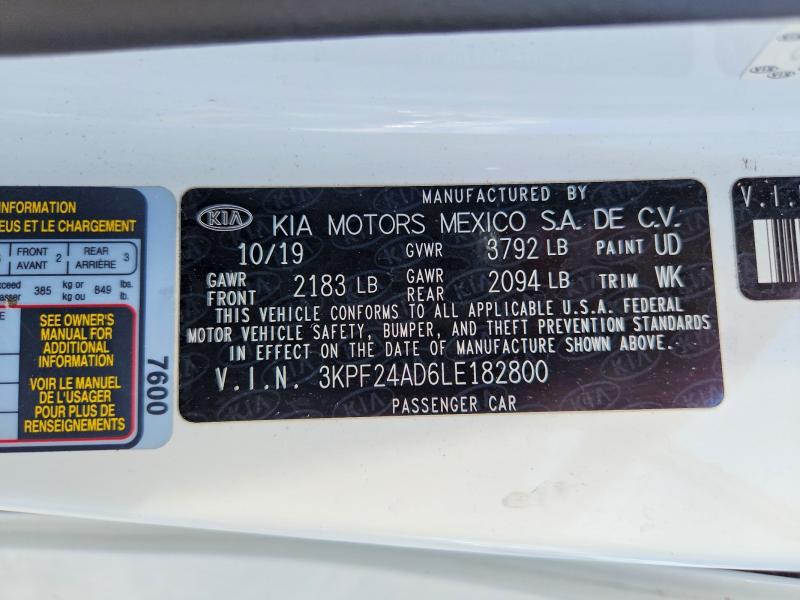 Продажа на аукционе авто 2020 Kia Forte, vin: 3KPF24AD6LE182800, номер лота: 55243356
