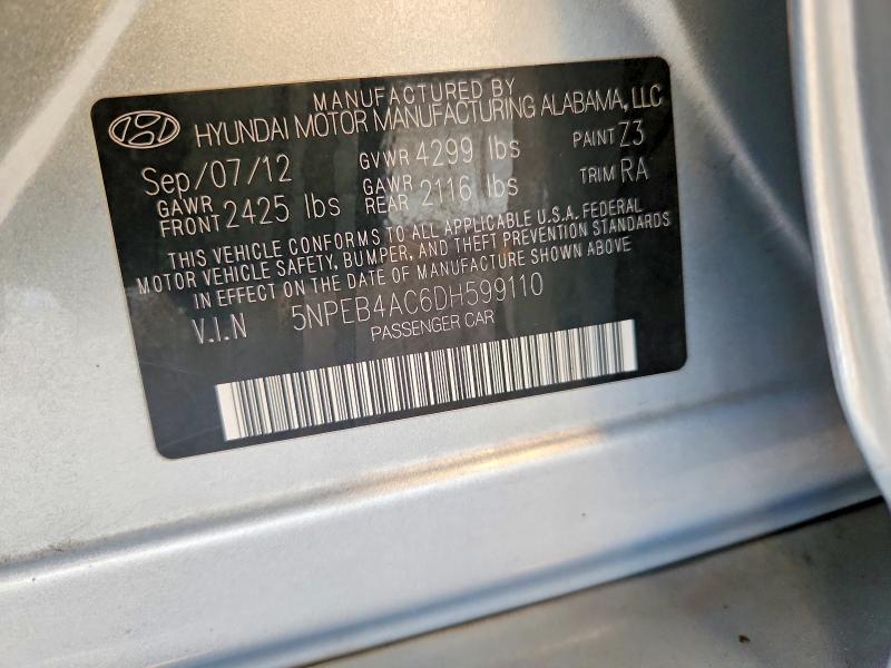 Продаж на аукціоні авто 2013 Hyundai Sonata, vin: 5NPEB4AC6DH599110, номер лоту: 53437476