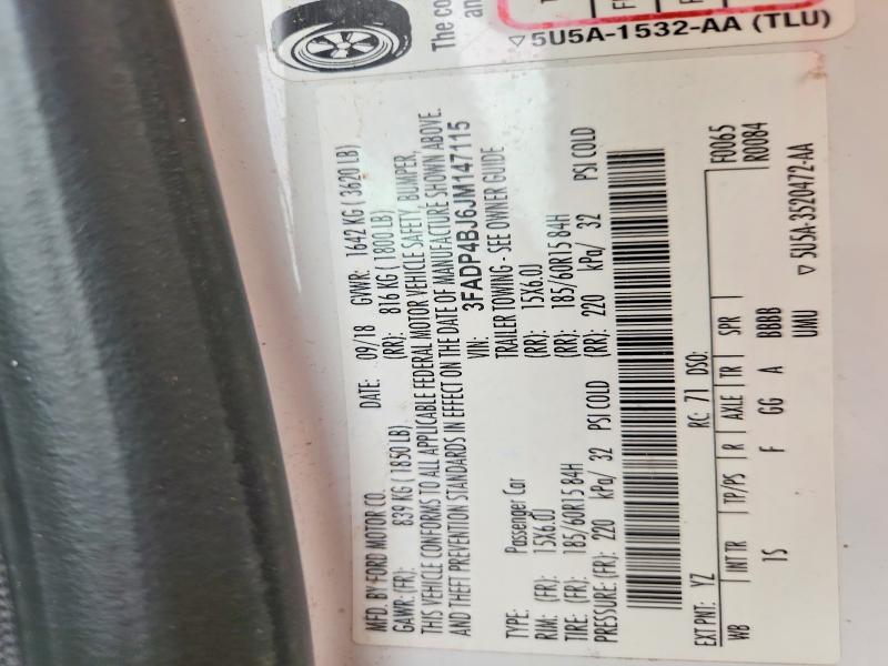 Продаж на аукціоні авто 2018 Ford Fiesta, vin: 3FADP4BJ6JM147115, номер лоту: 54722746