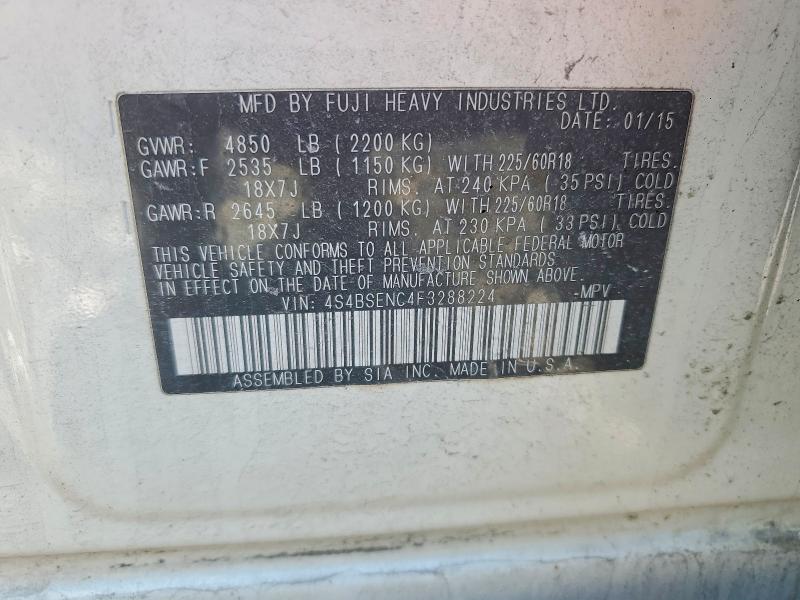 Aukcja sprzedaży 2015 Subaru Outback, vin: 4S4BSENC4F3288224, numer aukcji: 52172836