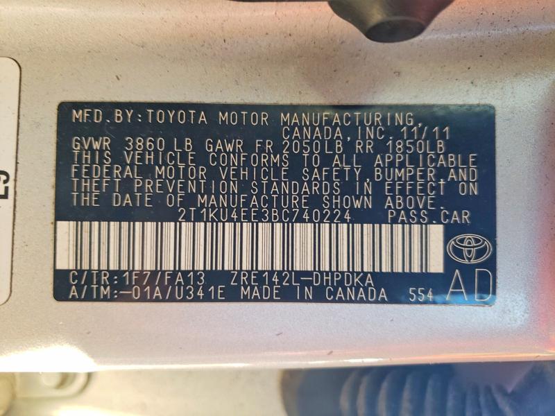 Продаж на аукціоні авто 2011 Toyota Matrix, vin: 2T1KU4EE3BC740224, номер лоту: 55105076