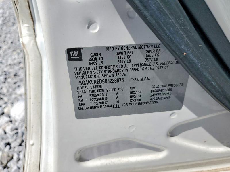 54501876 :رقم المزاد ، 5GAKVAED9BJ228878 vin ، 2011 Buick Enclave مزاد بيع