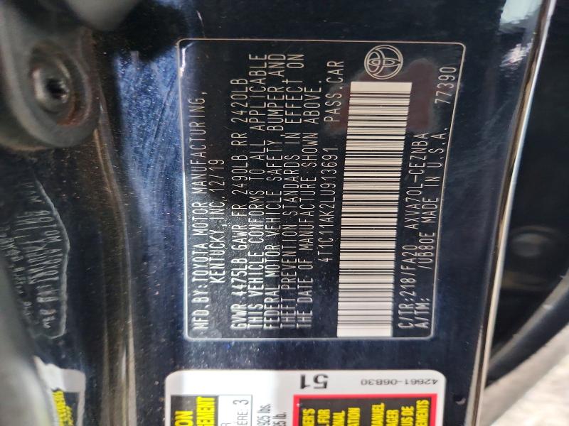 Aukcja sprzedaży 2020 Toyota Camry, vin: 4T1C11AK2LU913691, numer aukcji: 55578226