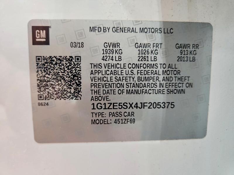 2018 Chevrolet Malibu მანქანა იყიდება აუქციონზე, vin: 1G1ZE5SX4JF205375, აუქციონის ნომერი: 53385556