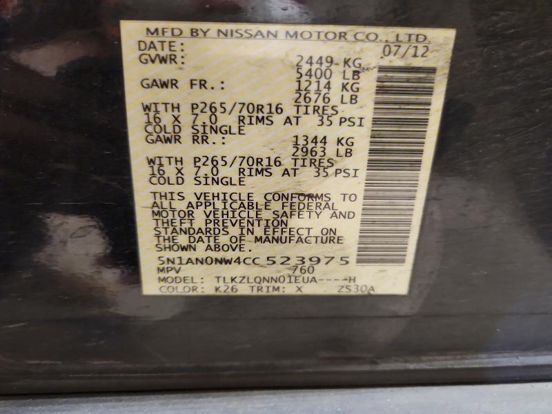 Продажа на аукционе авто 2012 Nissan Xterra, vin: 5N1AN0NW4CC523975, номер лота: 54686156