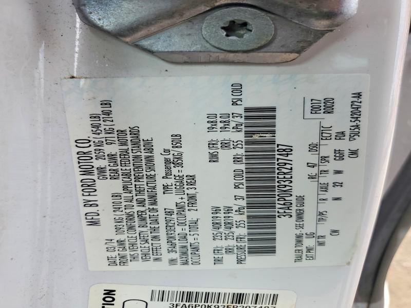 52456536 :رقم المزاد ، 3FA6P0K93ER297487 vin ، 2014 Ford Fusion مزاد بيع