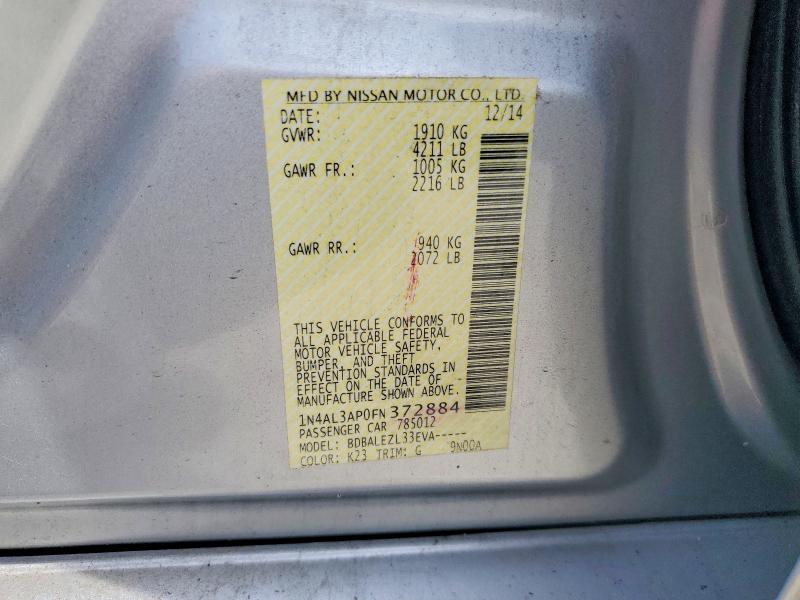 Auction sale of the 2015 Nissan Altima, vin: 1N4AL3AP0FN372884, lot number: 55238056