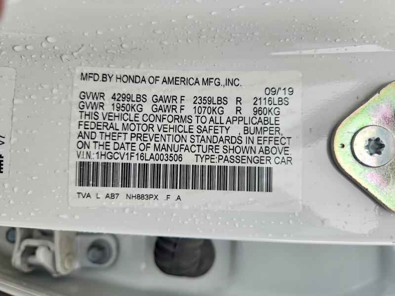 Продаж на аукціоні авто 2020 Honda Accord, vin: 1HGCV1F16LA003506, номер лоту: 54402946