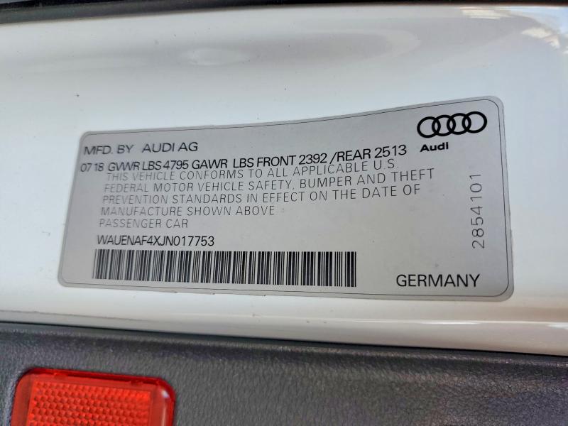 Aukcja sprzedaży 2018 Audi A4, vin: WAUENAF4XJN017753, numer aukcji: 52532316