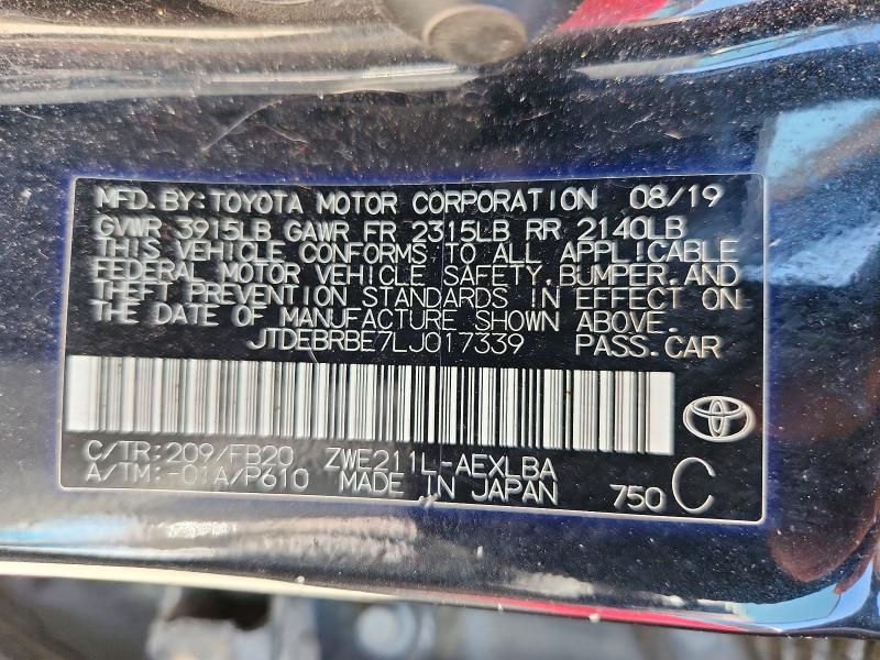 Aukcja sprzedaży 2020 Toyota Corolla, vin: JTDEBRBE7LJ017339, numer aukcji: 53904316